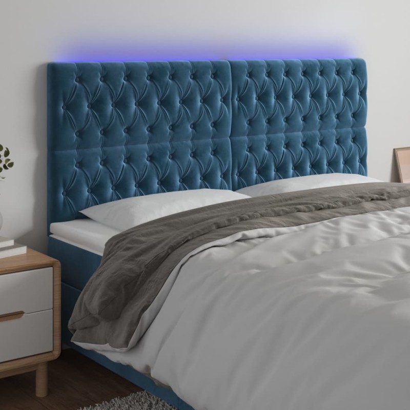 vidaXL LED Kopfteil Dunkelblau 200x7x118/128 cm Samt vidaXL LED Kopfteil Dunkelblau 200x7x118/128 cm Samt