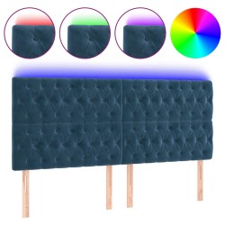 vidaXL LED Kopfteil Dunkelblau 200x7x118/128 cm Samt