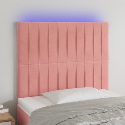 vidaXL LED Kopfteil Rosa 90x5x118/128 cm Samt