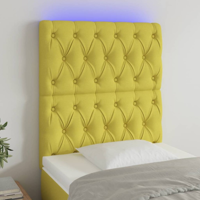 vidaXL LED Kopfteil Grün 80x7x118/128 cm Stoff vidaXL LED Kopfteil Grün 80x7x118/128 cm Stoff