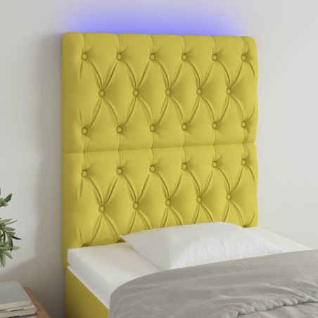 vidaXL LED Kopfteil Grün 80x7x118/128 cm Stoff