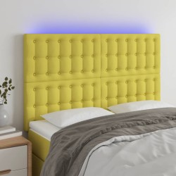 vidaXL LED Kopfteil Grün 144x5x118/128 cm Stoff