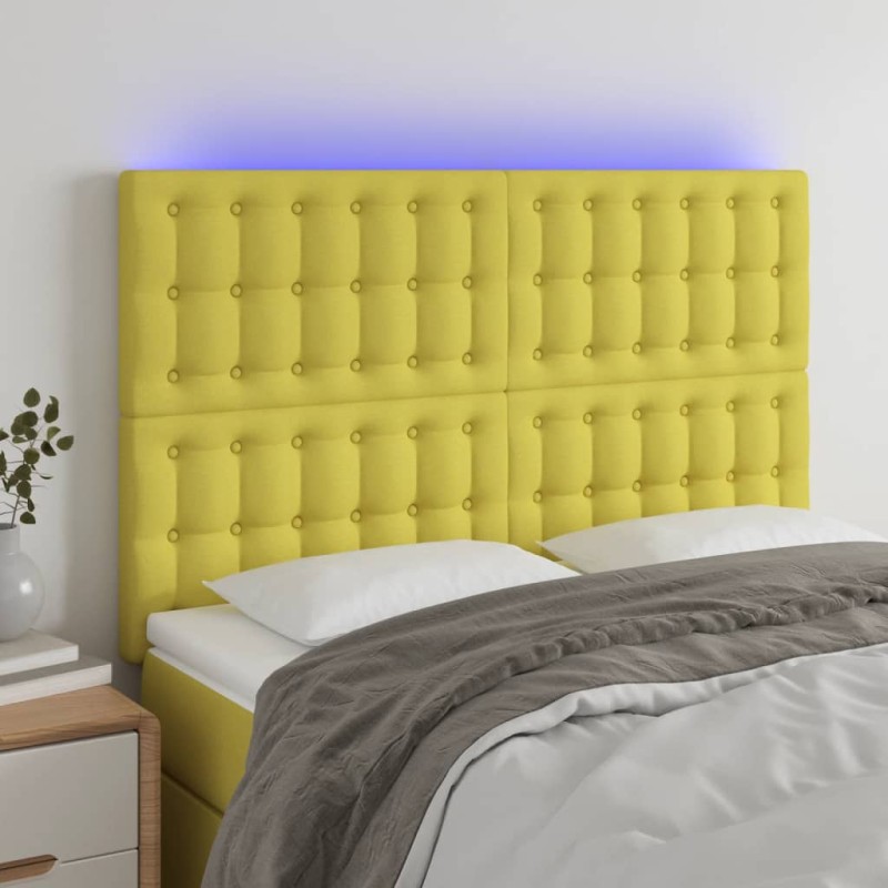 vidaXL LED Kopfteil Grün 144x5x118/128 cm Stoff
