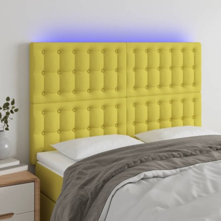 vidaXL LED Kopfteil Grün 144x5x118/128 cm Stoff