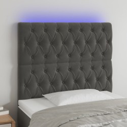 vidaXL LED Kopfteil Dunkelgrau 100x7x118/128 cm Samt