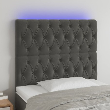 vidaXL LED Kopfteil Dunkelgrau 100x7x118/128 cm Samt
