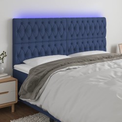 vidaXL LED Kopfteil Blau 200x7x118/128 cm Stoff