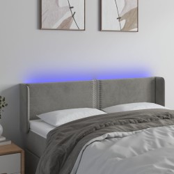 vidaXL LED Kopfteil Hellgrau 147x16x78/88 cm Samt