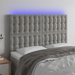 vidaXL LED Kopfteil Hellgrau 144x5x118/128 cm Samt