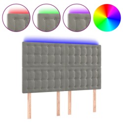 vidaXL LED Kopfteil Hellgrau 144x5x118/128 cm Samt