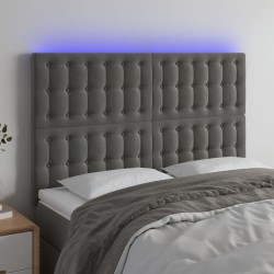 vidaXL LED Kopfteil Dunkelgrau 144x5x118/128 cm Samt
