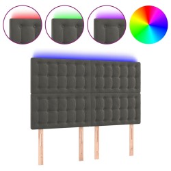 vidaXL LED Kopfteil Dunkelgrau 144x5x118/128 cm Samt