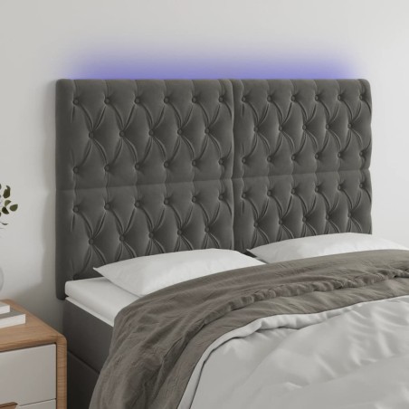 vidaXL LED Kopfteil Dunkelgrau 160x7x118/128 cm Samt