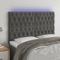 vidaXL LED Kopfteil Dunkelgrau 160x7x118/128 cm Samt