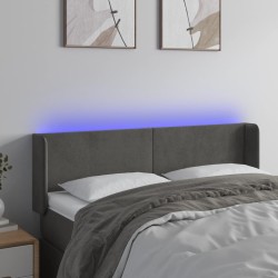 vidaXL LED Kopfteil Dunkelgrau 147x16x78/88 cm Samt