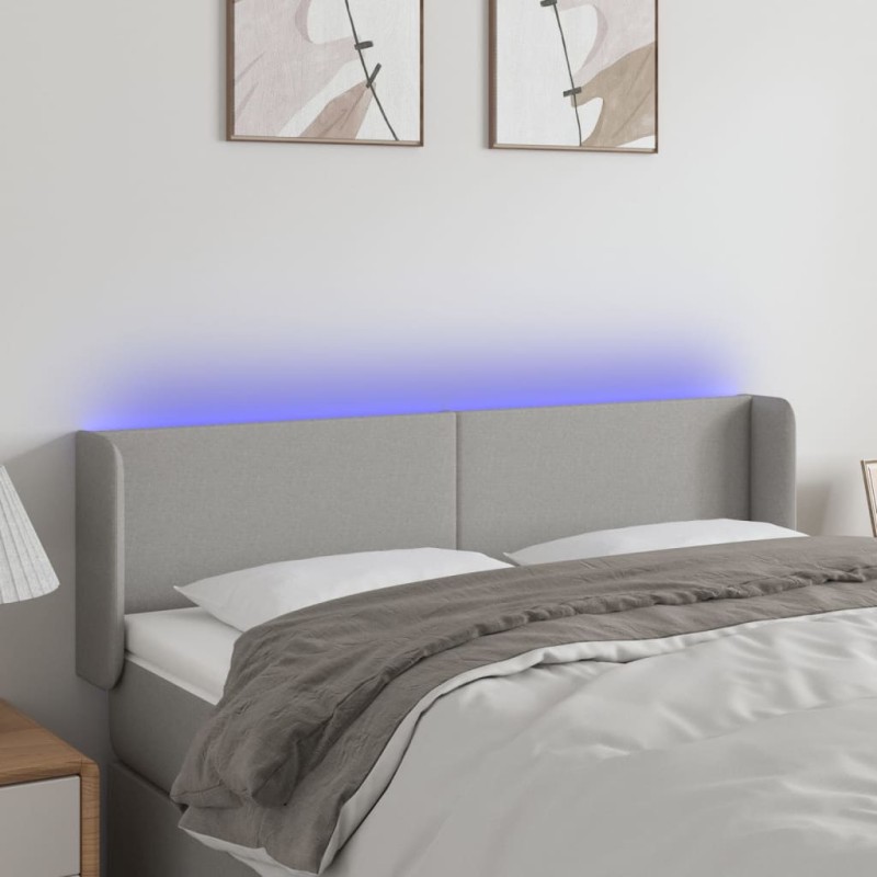 vidaXL LED Kopfteil Hellgrau 147x16x78/88 cm Stoff vidaXL LED Kopfteil Hellgrau 147x16x78/88 cm Stoff