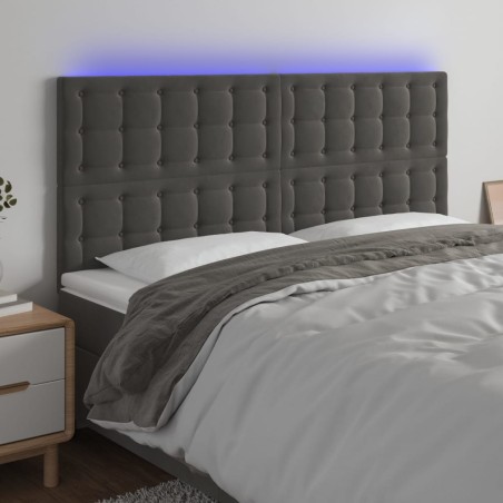 vidaXL LED Kopfteil Dunkelgrau 160x5x118/128 cm Samt