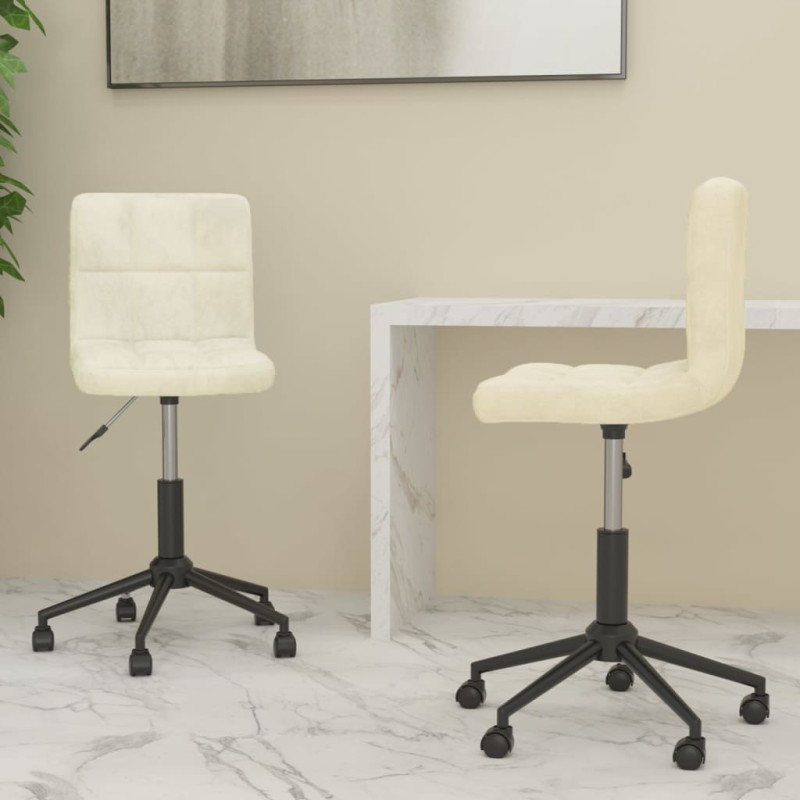 Esszimmerstühle 2 Stk. Drehbar Creme Samt Esszimmerstühle 2 Stk. Drehbar Creme Samt