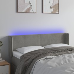 vidaXL LED Kopfteil Hellgrau 147x16x78/88 cm Samt