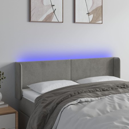 vidaXL LED Kopfteil Hellgrau 147x16x78/88 cm Samt