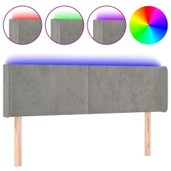 vidaXL LED Kopfteil Hellgrau 147x16x78/88 cm Samt