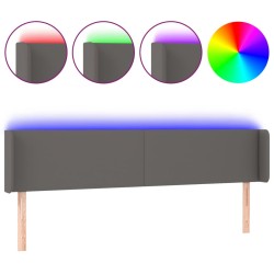 vidaXL LED Kopfteil Grau 163x16x78/88 cm Kunstleder