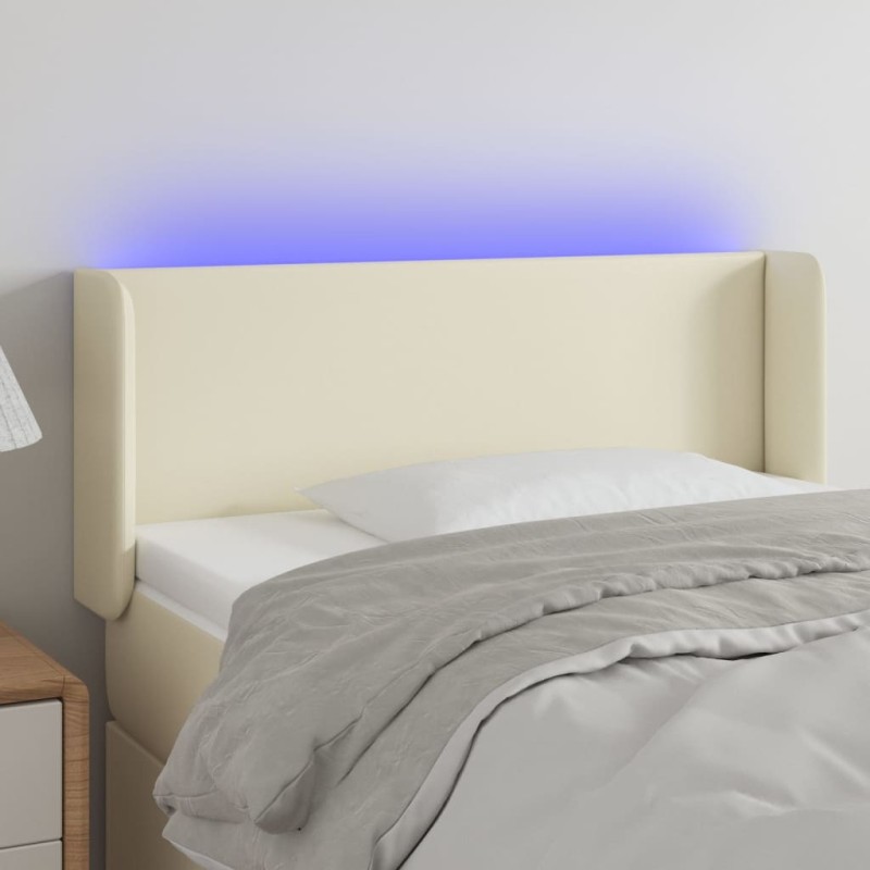 vidaXL LED Kopfteil Creme 83x16x78/88 cm Kunstleder vidaXL LED Kopfteil Creme 83x16x78/88 cm Kunstleder