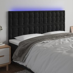 vidaXL LED Kopfteil Schwarz 200x5x118/128 cm Samt