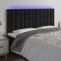 vidaXL LED Kopfteil Schwarz 200x5x118/128 cm Samt