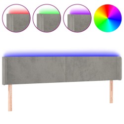 vidaXL LED Kopfteil Hellgrau 203x16x78/88 cm Samt