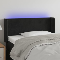 vidaXL LED Kopfteil Schwarz 83x16x78/88 cm Samt