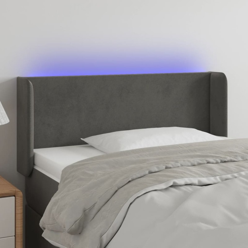 vidaXL LED Kopfteil Dunkelgrau 93x16x78/88 cm Samt vidaXL LED Kopfteil Dunkelgrau 93x16x78/88 cm Samt