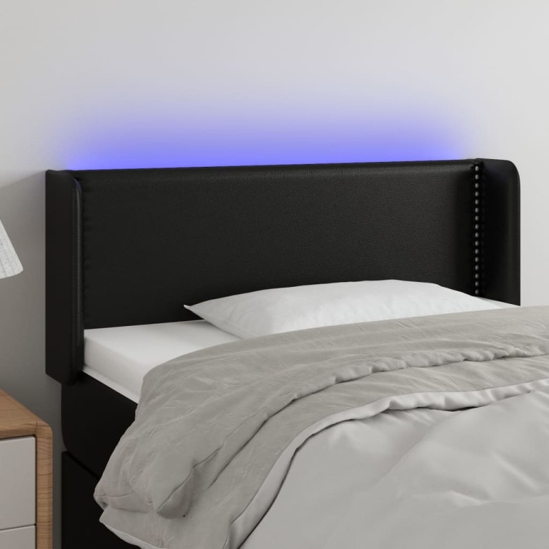 vidaXL LED Kopfteil Schwarz 93x16x78/88 cm Kunstleder vidaXL LED Kopfteil Schwarz 93x16x78/88 cm Kunstleder