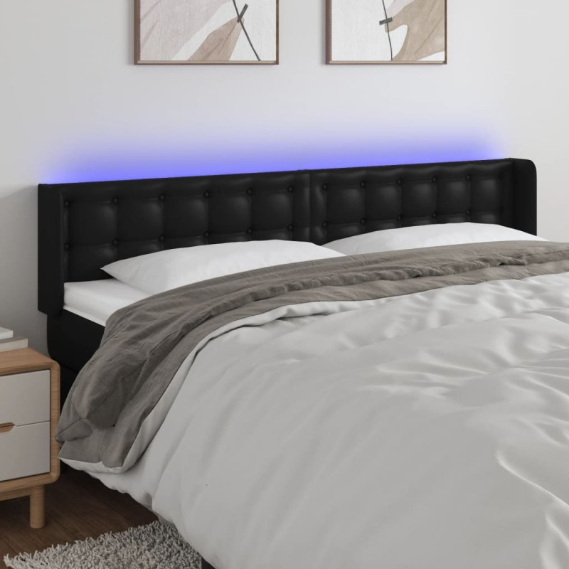 vidaXL LED Kopfteil Schwarz 183x16x78/88 cm Kunstleder vidaXL LED Kopfteil Schwarz 183x16x78/88 cm Kunstleder