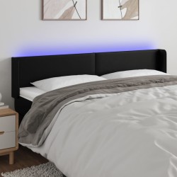 vidaXL LED Kopfteil Schwarz 183x16x78/88 cm Kunstleder