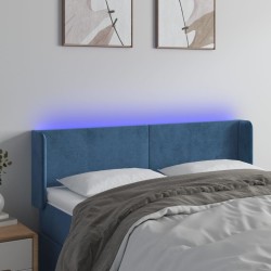 vidaXL LED Kopfteil Dunkelblau 147x16x78/88 cm Samt