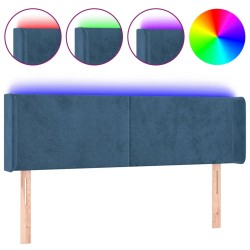 vidaXL LED Kopfteil Dunkelblau 147x16x78/88 cm Samt