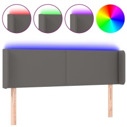 vidaXL LED Kopfteil Grau 147x16x78/88 cm Kunstleder