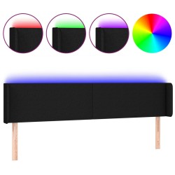 vidaXL LED Kopfteil Schwarz 183x16x78/88 cm Stoff