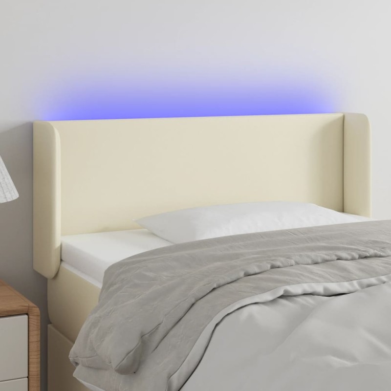 vidaXL LED Kopfteil Creme 93x16x78/88 cm Kunstleder vidaXL LED Kopfteil Creme 93x16x78/88 cm Kunstleder