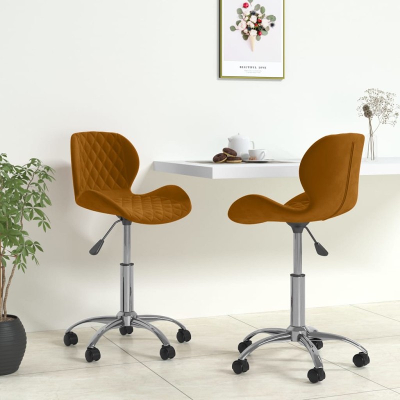 Esszimmerstühle 2 Stk. Drehbar Braun Samt Esszimmerstühle 2 Stk. Drehbar Braun Samt