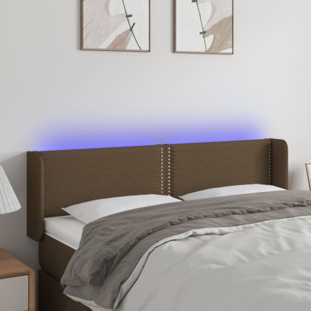 vidaXL LED Kopfteil Dunkelbraun 147x16x78/88 cm Stoff