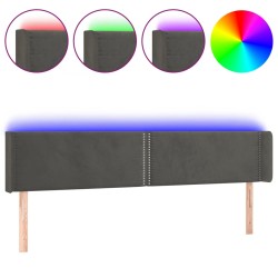 vidaXL LED Kopfteil Dunkelgrau 203x16x78/88 cm Samt