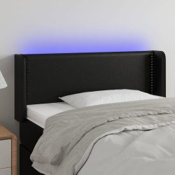 vidaXL LED Kopfteil Schwarz 103x16x78/88 cm Kunstleder