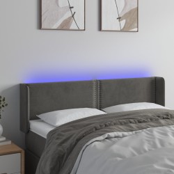 vidaXL LED Kopfteil Dunkelgrau 147x16x78/88 cm Samt