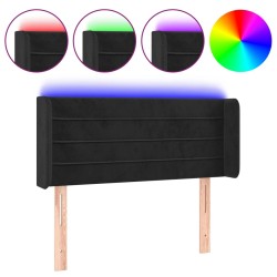vidaXL LED Kopfteil Schwarz 83x16x78/88 cm Samt