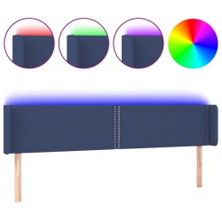 vidaXL LED Kopfteil Blau 203x16x78/88 cm Stoff