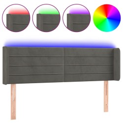 vidaXL LED Kopfteil Dunkelgrau 147x16x78/88 cm Samt