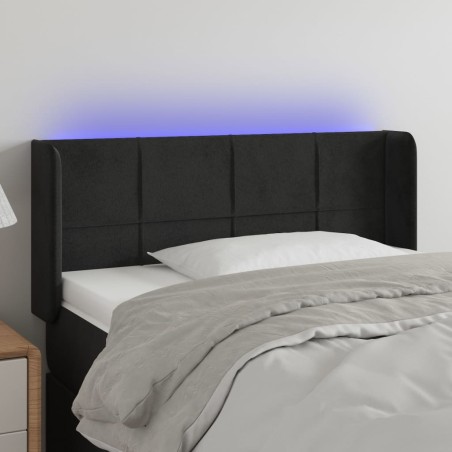 vidaXL LED Kopfteil Schwarz 83x16x78/88 cm Samt