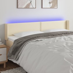 vidaXL LED Kopfteil Creme 203x16x78/88 cm Kunstleder